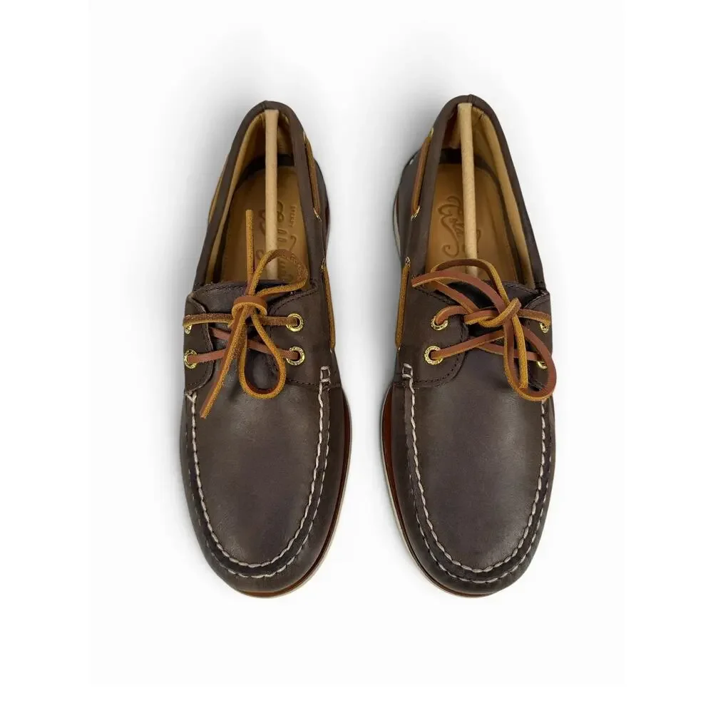 Sperry Gold Cup Authentic Original Boat Shoes Mens Brown Leather 2 Eye Slip On